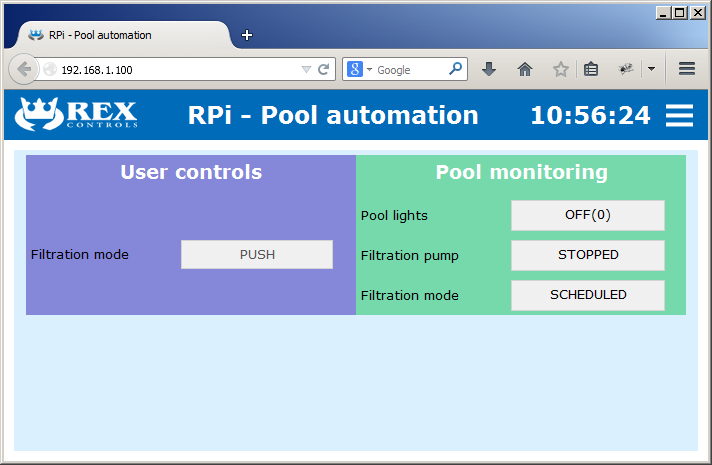 WebBuDi HMI for the pool automation project