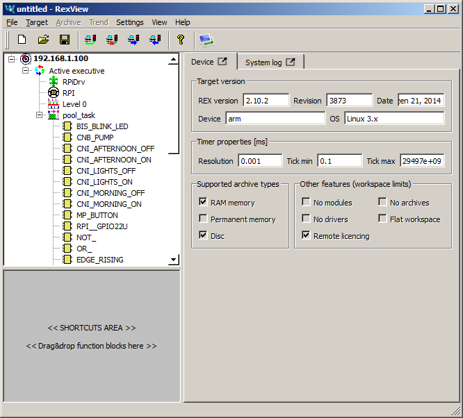 Pool automation algorithm in RexView