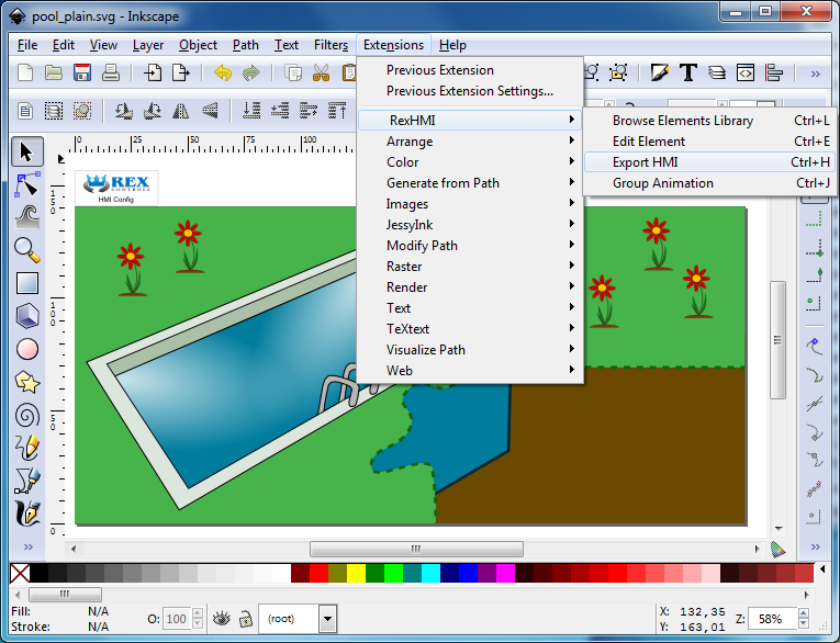 Export HMI z Inkscape pomocí rozšíření RexHMI